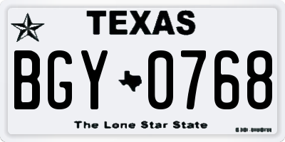 TX license plate BGY0768