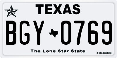 TX license plate BGY0769