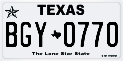 TX license plate BGY0770