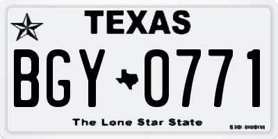TX license plate BGY0771