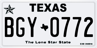 TX license plate BGY0772