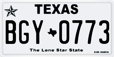 TX license plate BGY0773