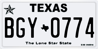TX license plate BGY0774
