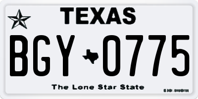 TX license plate BGY0775