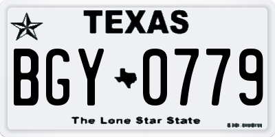 TX license plate BGY0779