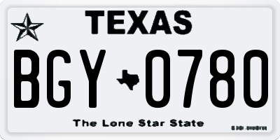 TX license plate BGY0780