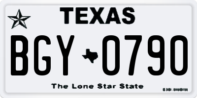TX license plate BGY0790