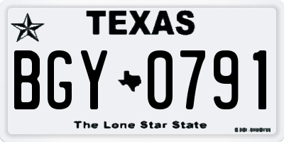 TX license plate BGY0791