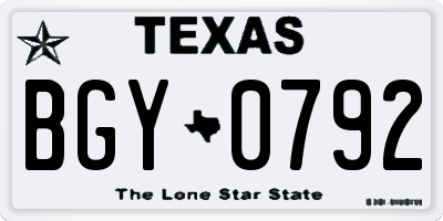 TX license plate BGY0792