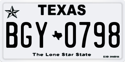 TX license plate BGY0798