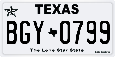 TX license plate BGY0799