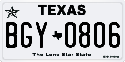 TX license plate BGY0806