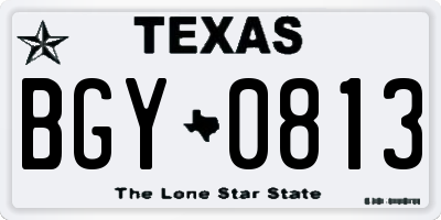 TX license plate BGY0813
