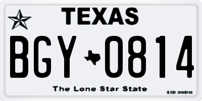 TX license plate BGY0814