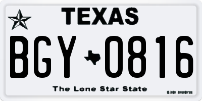 TX license plate BGY0816