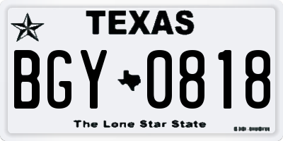 TX license plate BGY0818