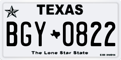 TX license plate BGY0822