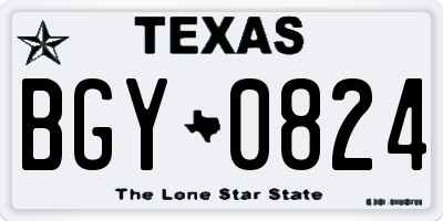 TX license plate BGY0824