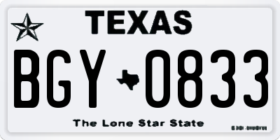 TX license plate BGY0833