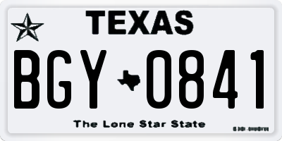 TX license plate BGY0841
