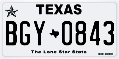 TX license plate BGY0843