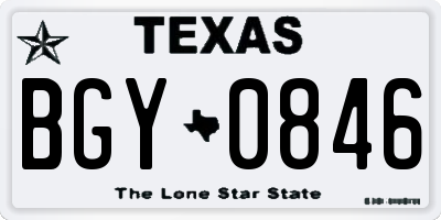 TX license plate BGY0846