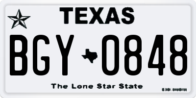 TX license plate BGY0848