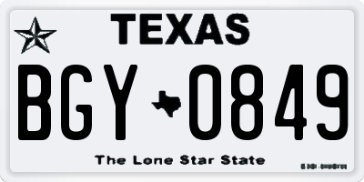 TX license plate BGY0849