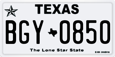 TX license plate BGY0850