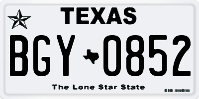 TX license plate BGY0852