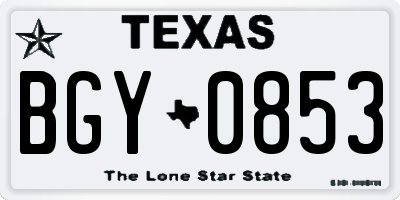 TX license plate BGY0853