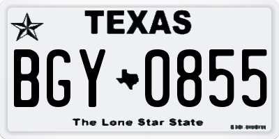 TX license plate BGY0855