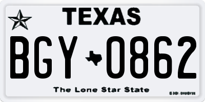 TX license plate BGY0862