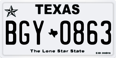 TX license plate BGY0863