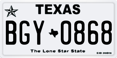 TX license plate BGY0868