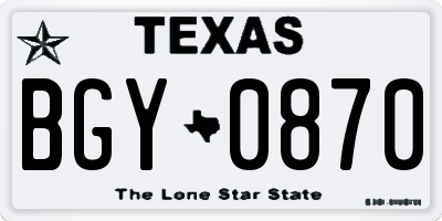 TX license plate BGY0870