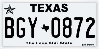 TX license plate BGY0872