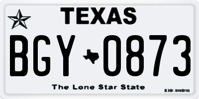 TX license plate BGY0873