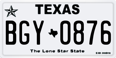 TX license plate BGY0876