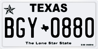 TX license plate BGY0880