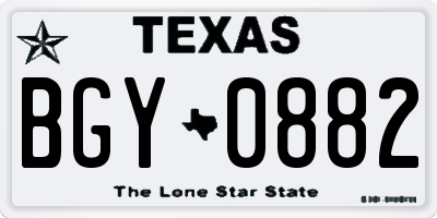 TX license plate BGY0882