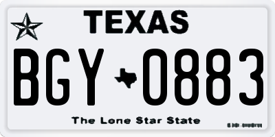 TX license plate BGY0883