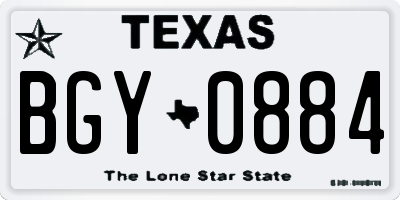 TX license plate BGY0884