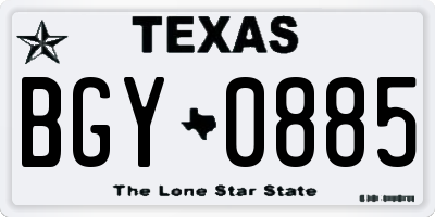 TX license plate BGY0885