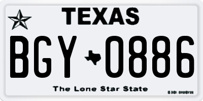 TX license plate BGY0886