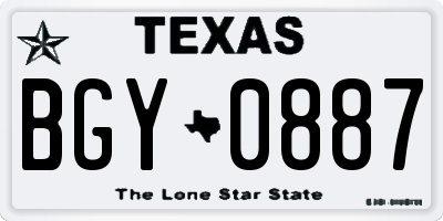 TX license plate BGY0887