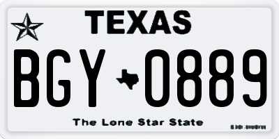 TX license plate BGY0889