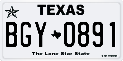 TX license plate BGY0891