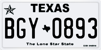 TX license plate BGY0893
