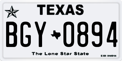 TX license plate BGY0894
